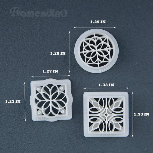 Framendino, 3 Pack Polymer Clay Cutters Vintage Pattern Polymer Clay Molds Retro Geometric Flower Clay Earring Cutters for Polymer Clay Jewelry Ma...