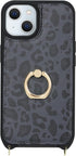for iPhone 13 Case with Card Holder for Women,iPhone 13 Phone Case with Strap,Crossbody Lanyard,Ring Stand,Snap Clasp,Cute Wallet Cases for iPhone...