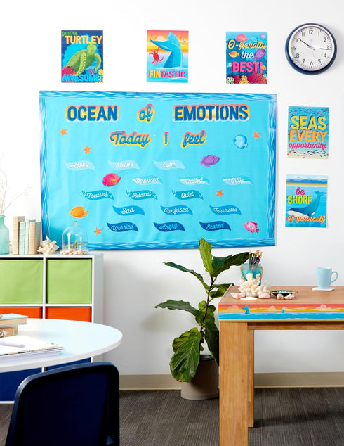 Eureka Seas The Day Ocean of Emotions Mini Bulletin Board Set and Classroom Decorations for Teachers, 31 Pieces...