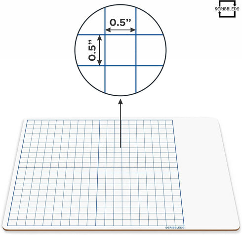11"x14" Dry Erase Graph Whiteboard Double Sided Dry Erase Board with Grid for Home School Classroom Kids and Students Portable Grid Board for Grap...