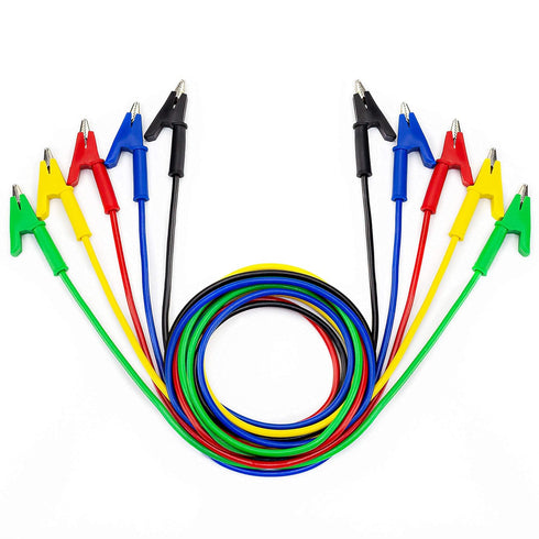 KAIWEETS 5PCS Alligator Clips Electrical Test Leads Set, 15A Jumper Wires Heavy Duty with Protective Copper Clips, Premium Cables for Electrical T...