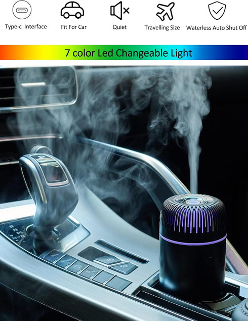 Car Diffuser for Essential Oils USB Cool Mist Humidifier Aromatherapy Essential Oil Diffuser Portable for Car Home Office Bedroom (Black)...