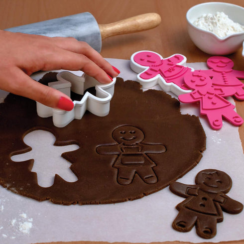 Tovolo Gingerbread Girls Templates Reverse, Dishwasher Safe, Set of 6 Cookie Stamps with Cutter...