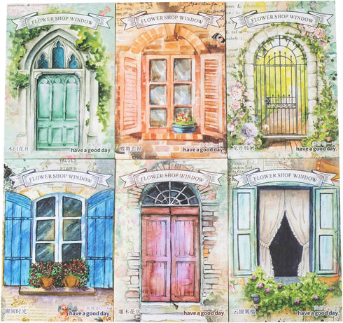 MAFELOE Scrapbook Supplies 6 Packs, 20 Pieces Each, Junk Journal Kit Decoupage Paper Scrapbook Paper Materials-Door&Window Flower...