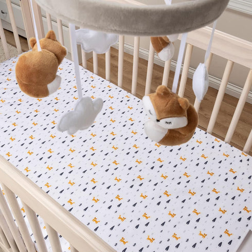 Sammy & Lou Pine Fox 2-Pack Microfiber Fitted Crib Sheet Set, Fits Standard Crib Mattress 28 in x 52 in; Fully Elasticized,...