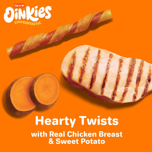 Hartz Oinkies Chickentastic Hearty Twists Dog Treats with Real Chicken Breast, Sweet Potato, and Smoked Pork, Long-Lasting Yet Highly Digestible, ...