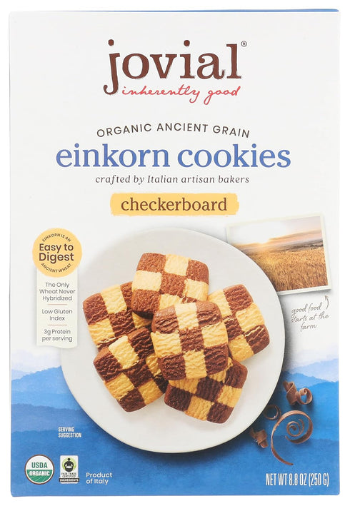 Jovial Organic Einkorn Checkerboard Cookies - Organic Cookies, High Protein, Fair Trade Certified, All Natural Ingredients, Low Carb, Low Sugar, P...