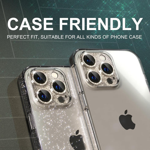Choiche Compatible for iPhone 15 Pro/iPhone 15 Pro Max Camera Lens Protector, Bling Camera Cover with 9H Tempered Glass Lens Screen Protector Meta...