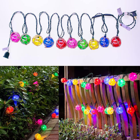 Nautical Lights String Plug in , 10 LED Buoy String Lights Home Tiki Bar Decorations, Nautical Fishing Float String Lights Coastal Beach Theme for...
