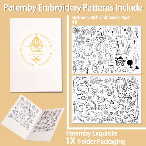 Embroidery Pattern Water Soluble Embroidery Stabilizers, Stick and Stitch Embroidery Paper with Pre-Printed Boho Pattern Transfers for Hand Sewing...