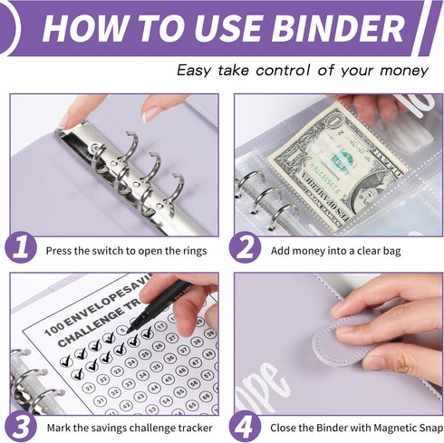100 Envelopes Money Saving Challenge Book with Envelopes, Day 100 Envelope Challenge Money Saving Binder Budget Book with Cash Envelopes, 5,050 Sa...
