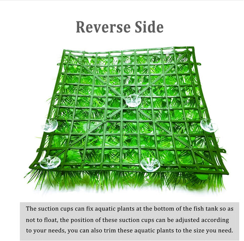 2pcs (10"X10") Artificial Aquarium Grass Mat Decorations Artificial Plastic Lawn Ornament Landscape Green Plants Decoration for Saltwater Freshwat...