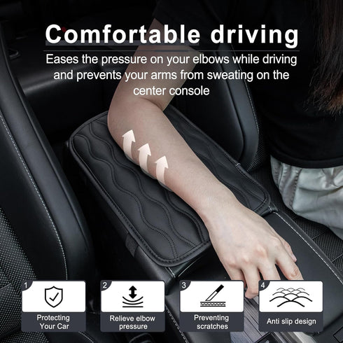Amiss Auto Center Console Pad, Universal Waterproof Armrest Seat Box Cover, Car Interior Accessories, Leather Auto Armrest Cover Protector for Mos...
