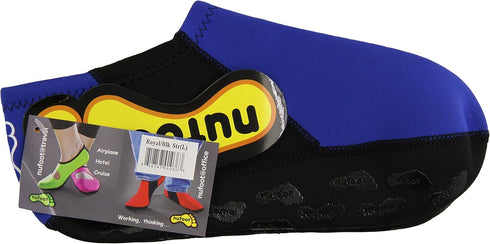 Booties Men's Shoes, Foldable & Flexible Footwear, Fold and Go Travel Shoe, Yoga Socks, Indoor Shoes, Slippers, Royal with Black Stripe, Extra Lar...
