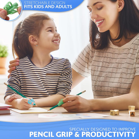 Stylo Pack of 3 Pencil Grips for Kids Handwriting Perfect Pencil Holders for Kids Home Schooling and Preschool Writing Tools for Kids Assorted Pen...