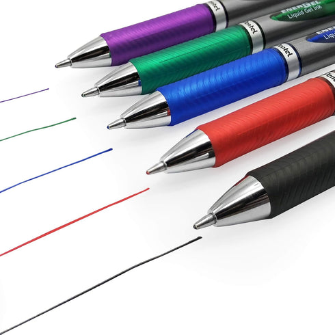 Energel BL80 Retractable Liquid Gel Ink Rollerball Pen - 1.0mm - Violet - Pack of 5...