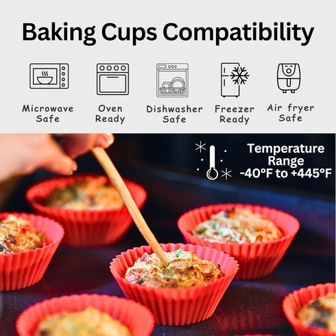 Silicone Baking Cups: Reusable Silicone Baking Cups, Non-Stick Muffin Liners, Cupcake Liner, Multicolor - 12 Pack...