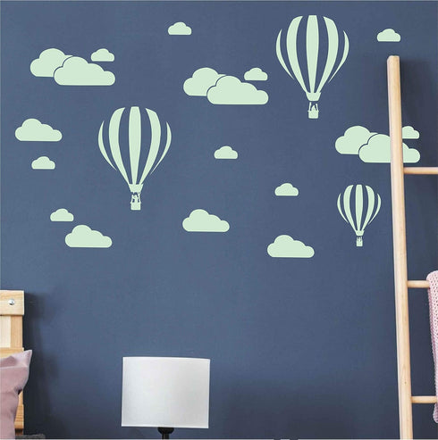 Giant Removable Vinyl 3D Hot air Balloons with Clouds Wall Decals DIY Wall Stickers Nursery Decor Kids Bedroom Art Decoration Girls Rooms Decal Ch...