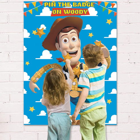 Toy Inspired Story Party Supplies, Toy Inspired Story Birthday Decorations, Pin The Badge on Woody Party Game Large Poster for Toy Inspired Story ...