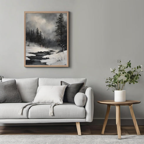Posterizer 1 pcs-beautiful scenary of snowy winter in oil painting style-9-Landscape & Nature Art-GIft for Men Women Teens-Dining Room Decor- unfr...