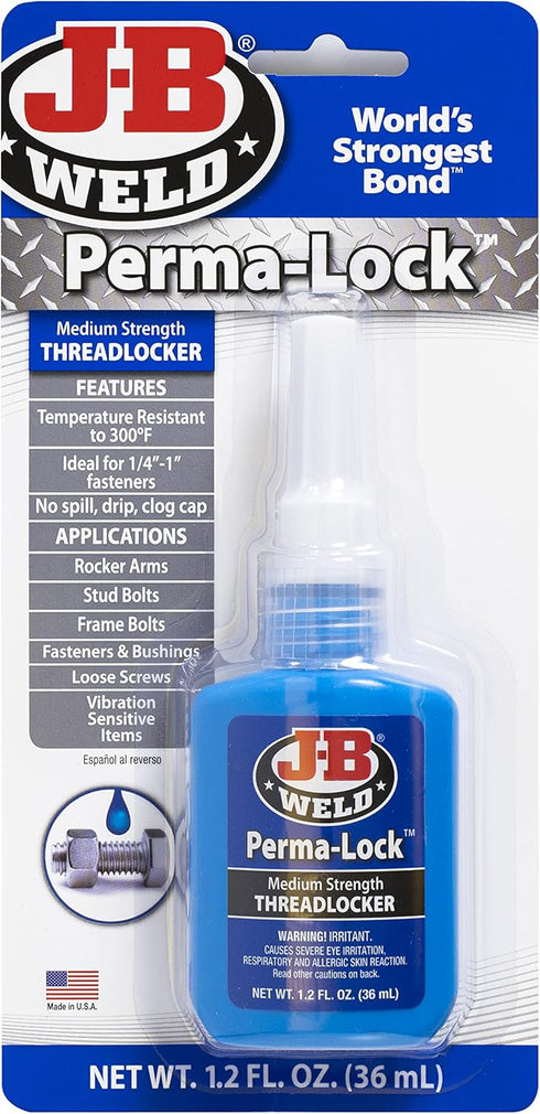 J-B Weld 24236 Perma-Lock Medium Strength Threadlocker - Blue - 36 ml...