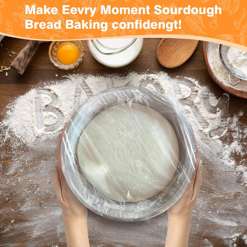 100Pcs Reusable Bowl Covers for Bread Proofing, Plastic Bowl Covers for Bread Rising, Elastic Plastic Wrap for Storage Containers Sourdough Bread ...