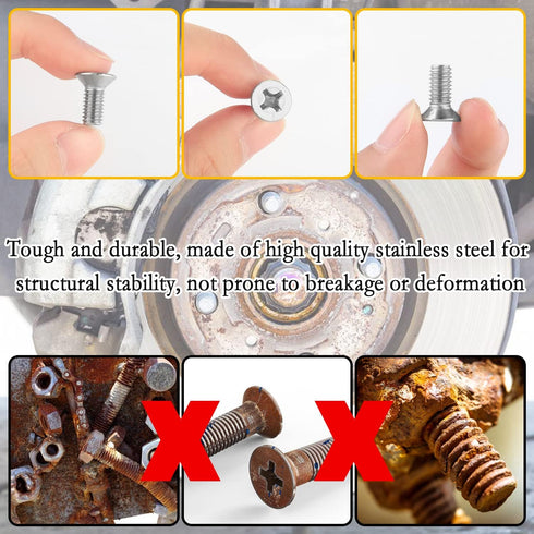 12Pcs Brake Disc Rotor Screws Kit,Premium Stainless Steel Brake System Parts 93600-06014-0H,Compatible with Acura,K3,City,Civic,Accord,Odyssey (12...
