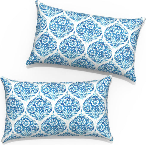 Outdoor Lumbar Pillow Covers 12”x20”, Rectangle Throw Pillow Covers for Patio Furniture, Decorative Lumbar Cushion Case for Garden Balcony Couch O...