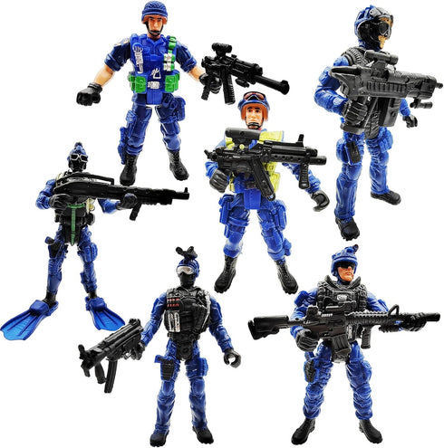 Police Army Men Playset Guard Military with Weapons Accessories 6 Pack Toy Soldiers Action Figures for Toddlers Age 6 7 8 9 yr Old Boys Girls Kids...