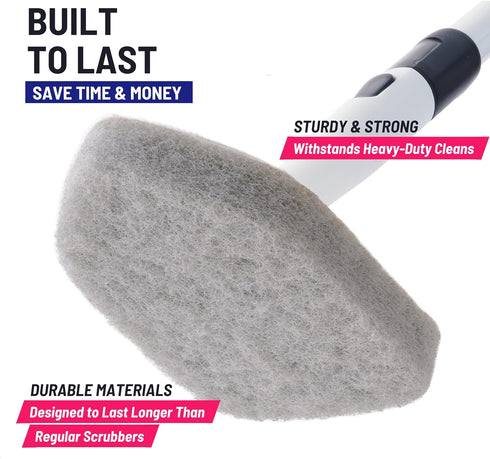 Replacement Scrubber Sponge Head Scrubber Refill for Extendable Tub Tile Shower Scrubber for Cleaning Non-Scratch (2X Scrubber Sponge Gray)...
