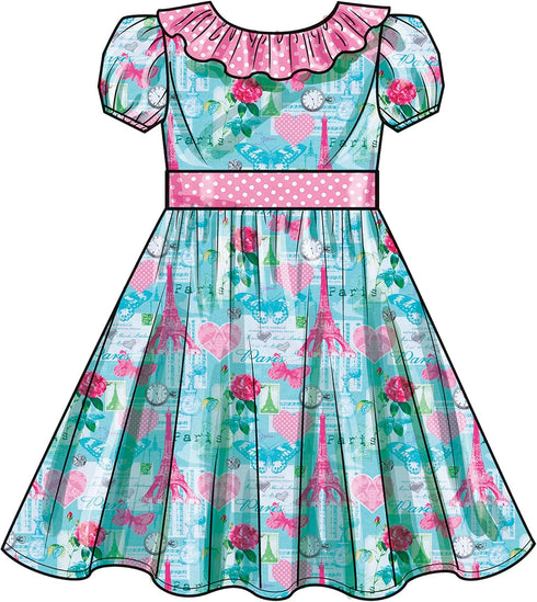 New Look Easy Toddlers' and Children's Dress Sewing Pattern Kit, Code N6726, Sizes 1/2-1-2-3-4-5-6-7-8, Multicolor...
