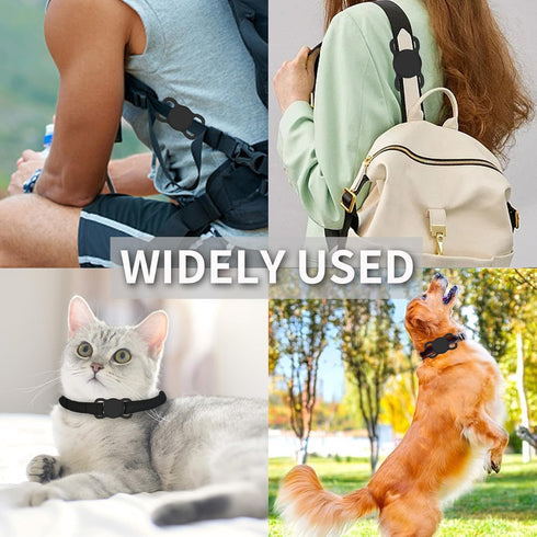 Dog Collar Airtag Holder,Silicone Airtag Dog Collar Holder Airtag Holder for Dog Collar,Dog Airtag Holder for Anti-Lost (Black&White)...