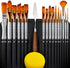 16 Pieces Premium Artist Paint Brush Set - Includes Palette Knife, Sponge, Organizing Case - Painting Brushes for Kids, Adults & Professionals - P...