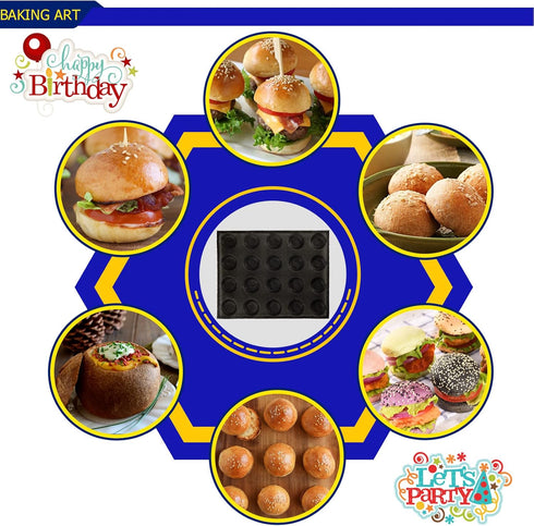 Mesh Silicone Hamburger Bun Mould, 20-Cavity Mini Hamburger Mould Silicone for Gluten-Free Hamburger Buns with Pinholes for Better Air Circulation...