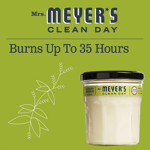 MRS. MEYER'S CLEAN DAY Soy Aromatherapy Candle, 35 Hour Burn Time, Made with Soy Wax and Essential Oils, Lemon Verbena, 7.2 oz...