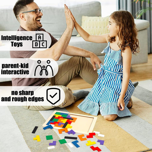 3 otters Wooden Blocks Puzzle, 2 Sets Russian Blocks Wooden Jigsaw Puzzles Brain Games Intelligence Toys for Kids White Elephant Gifts Party Favor...