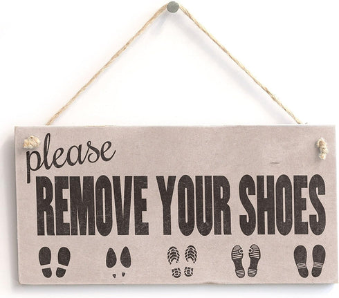 Meijiafei 'Please Remove Your Shoes' - Cute Home Decor Sign - Shabby Chic Door Sign/Plaque 10" X 5"...