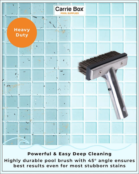 HEAVY DUTY POOL BRUSH | 5-Inch Pool Wire Brush for Cleaning Dirt & Rust | Durable Premium Stainless Steel Bristles | Aluminum Handle | Suitable fo...