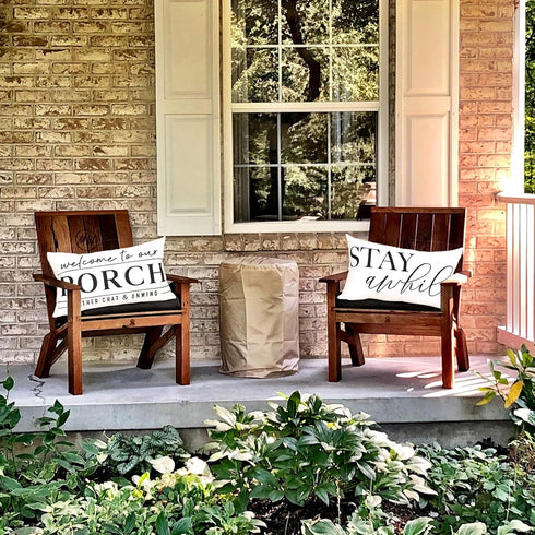 Outdoor Pillow Covers Waterproof 12x20 Set of 2 Welcome to Our Porch Stay Awhile Cushion Cases for Patio Furniture Sofa Couch Decor...