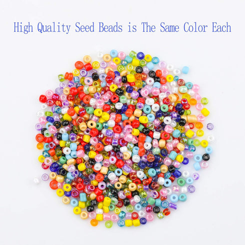 Ybxjges 12000 pcs 3mm Glass Seed Beads 8/0 Small Craft Beads with Jump Rings Lobster Clasp Crimp Beads 2 Roll Elastic String for DIY Bracelets Nec...