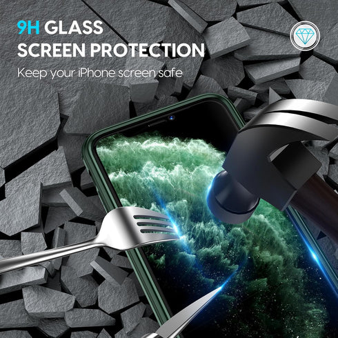 Designed for iPhone 11 Pro Max Full Body Case, Full Body Rugged Case with Built-in 9H Tempered Glass Screen Protector for iPhone (Midnight Green)....