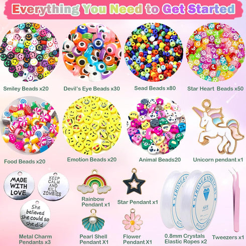 Flat Clay Beads Bracelet Making Kit Jewelry Making Kit for Beginner, 6mm Flat Polymer Heishi Beads Letter Bead Friendship Bracelet Beads DIY Arts ...