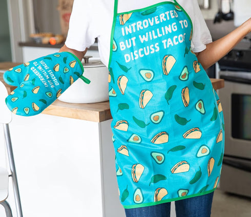 Introverted But Willing to Discuss Tacos Funny Cinco De Mayo Graphic Kitchen Accessories Funny Graphic Kitchenwear Cool Food Novelty Cookware Disc...