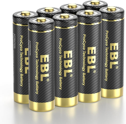 EBL Gold Pro Rechargeable AA Batteries 1.2V 2800mAh NIMH Battery Upgraded High Capacity AA Battery Precharged Double A Battery - 8 Packs...