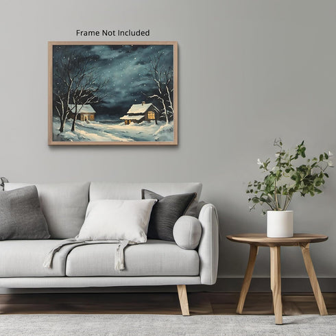 Posterizer 1 pcs-old farm house in snowy winter nature-in oil painting style-13-Landscape & Nature Art-GIft for Men Women Teens-Dining Room Decor-...