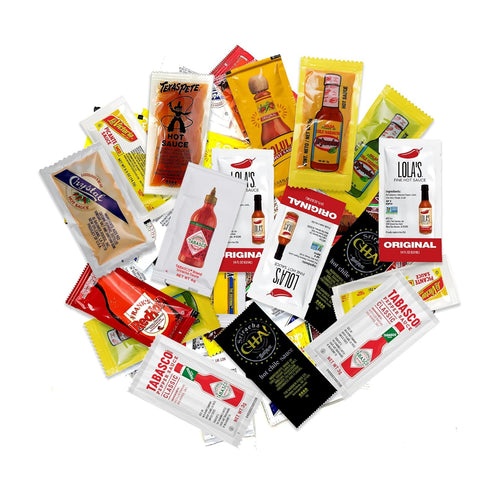 Hot Sauce Variety Pack of 48 Condiment Packets. 4 Each of 12 Flavors. Texas Pete Hot Sauce Packets, Mini Condiments, Mini Hot Sauce, Condiment Pac...
