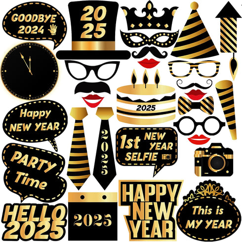 KatchOn, New Years Eve Photo Booth Props 2025 - New Year Photo Booth Props 2025 | New Years Eve Party Supplies 2025 | Happy New Year Decorations 2...