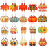 20 Pairs Fall Thanksgiving Earrings Bulk for Women Wooden Thanksgiving Painted Earrings Autumn Pumpkin Turkey Sunflower Maple Leaf Dangle Earrings...
