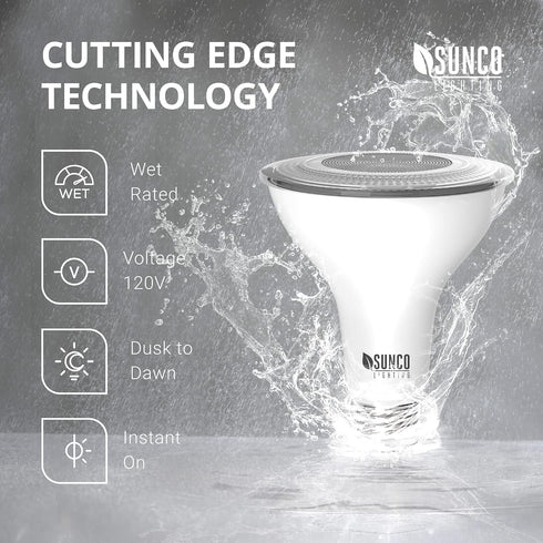Sunco Lighting - 2 Pack Dusk to Dawn Light Bulbs Flood Light Outdoor PAR30 LED Photocell Sensor 11W=75W, 5000K Daylight, 850 LM, IP65 Waterproof, ...