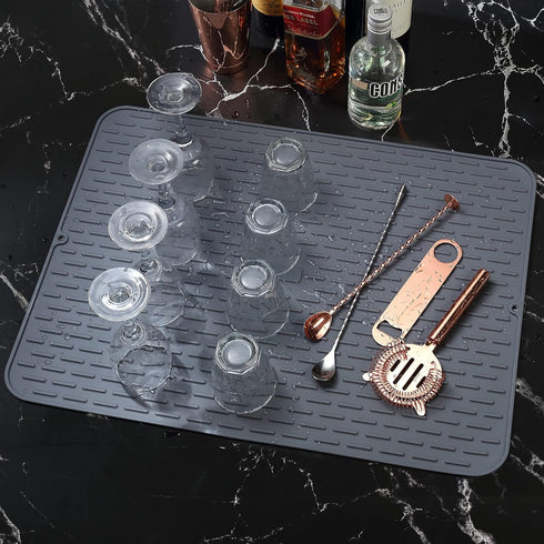 To encounter Silicone Dish Drying Mat -Large 17" x 13" - Set of 2 Flexible Rubber Drying Mat, Heat Resistant Silicone Trivet, Countertop Mat, Dish...